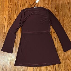 NWT Babaton Deep Burgundy Long Sleeve Mini Dress